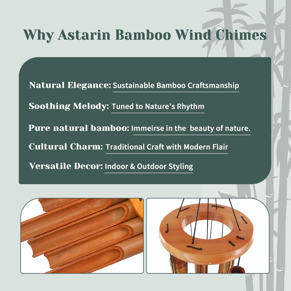 ASTARIN Bamboo Wind Chimes hanging on patio