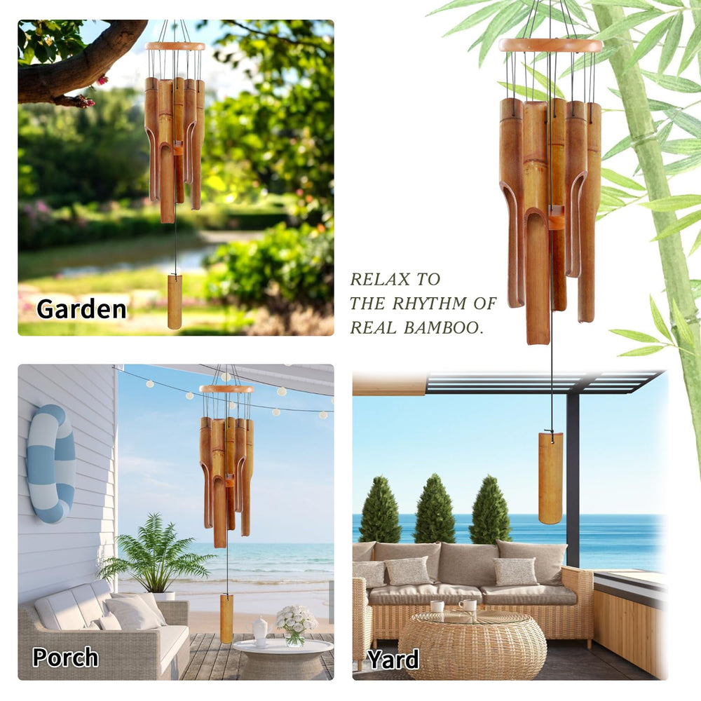 ASTARIN Bamboo Wind Chimes natural finish detail