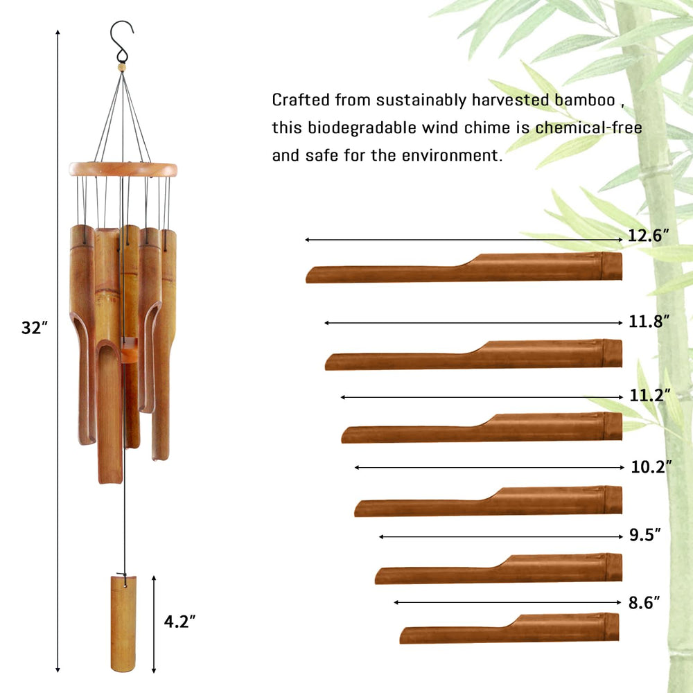 ASTARIN Bamboo Wind Chimes unique top design