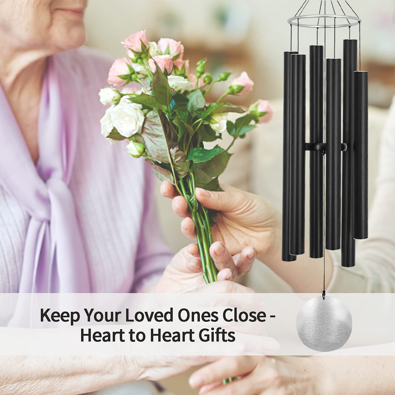 ASTARIN black wind chimes with clear sky background