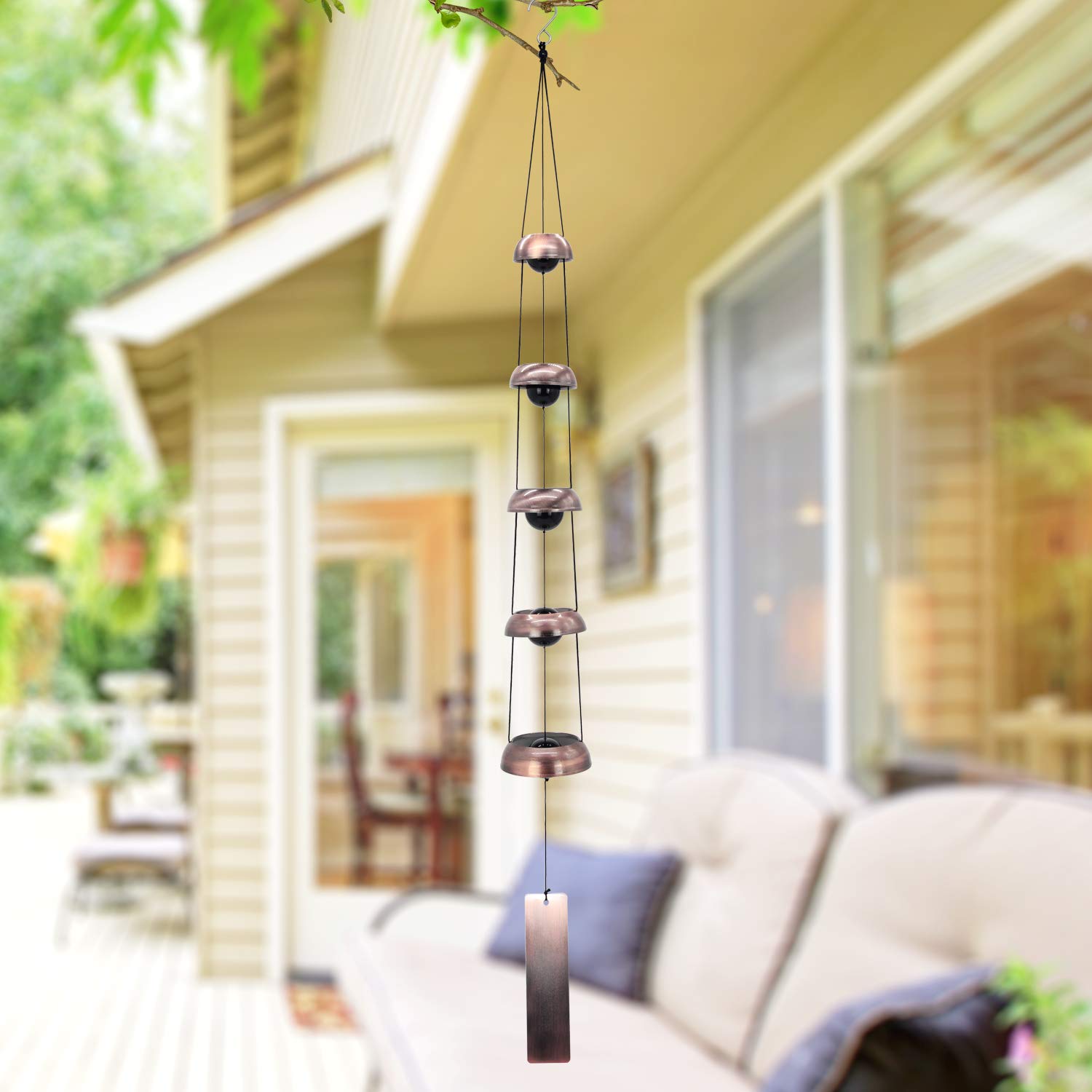 ASTARIN Copper Wind Chimes displayed against a natural backdrop