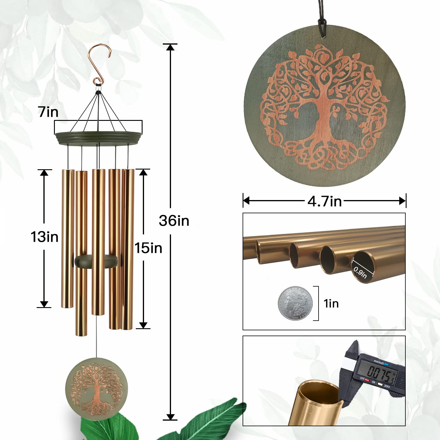 ASTARIN Tree of Life Wind Chime close-up of the pendant