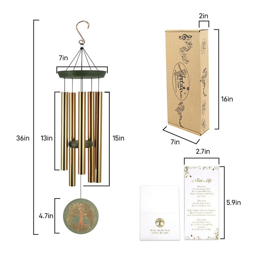 ASTARIN Tree of Life Wind Chime hanging outdoors in a garden
