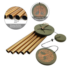 ASTARIN Tree of Life Wind Chimes featuring wood top and aluminum tubes
