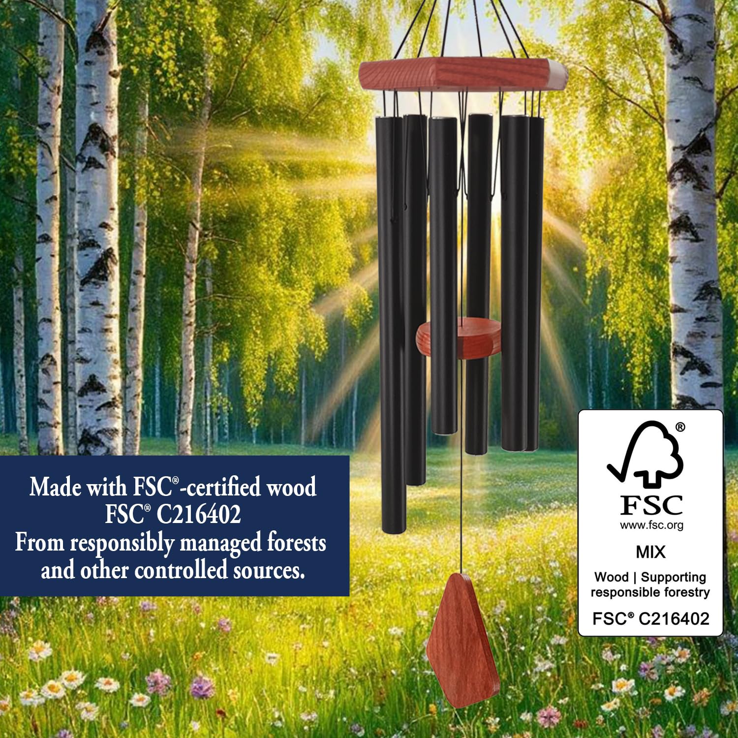 ASTARIN wind chime displayed in a garden setting