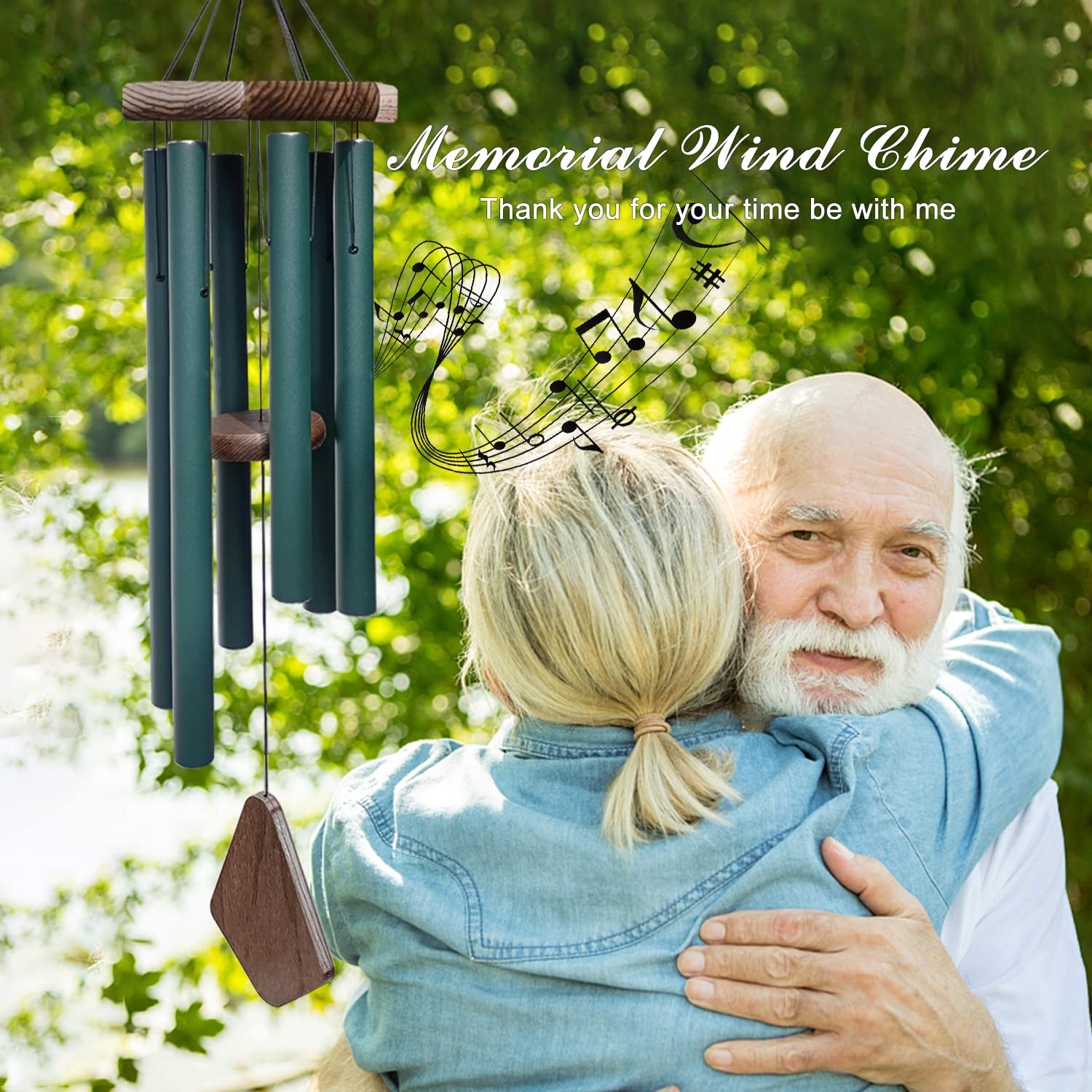 ASTARIN wind chime in a tranquil garden setting
