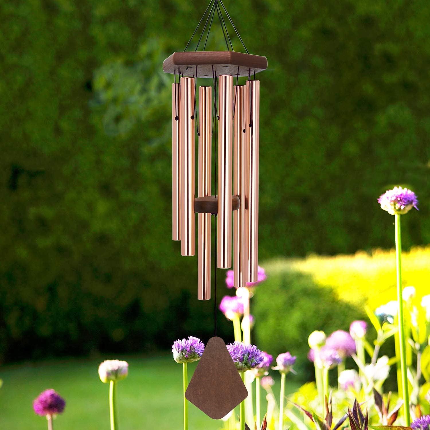 ASTARIN wind chime with aluminum tubes and wood top