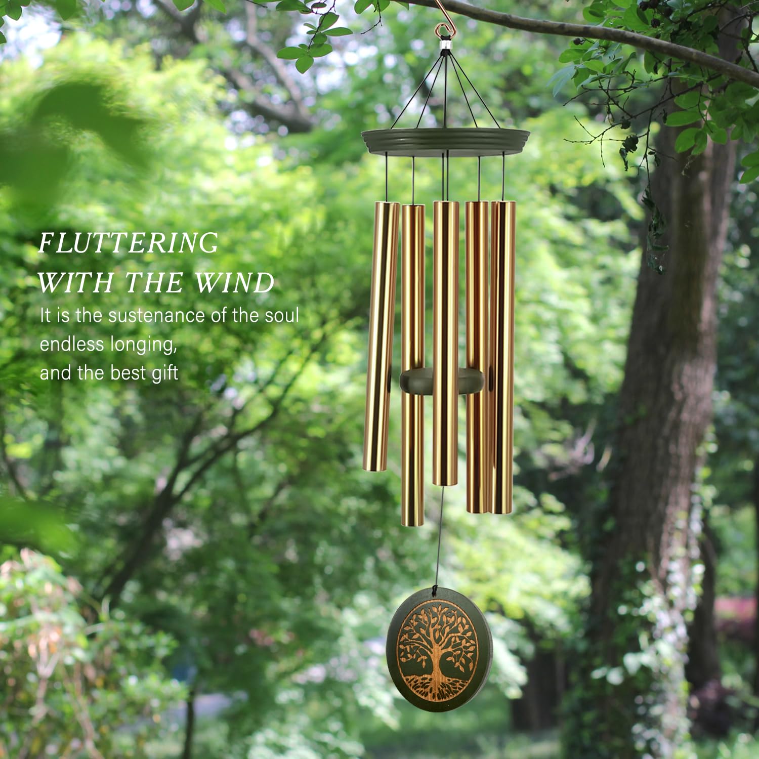 ASTARIN wind chime with gentle breeze moving the tubes