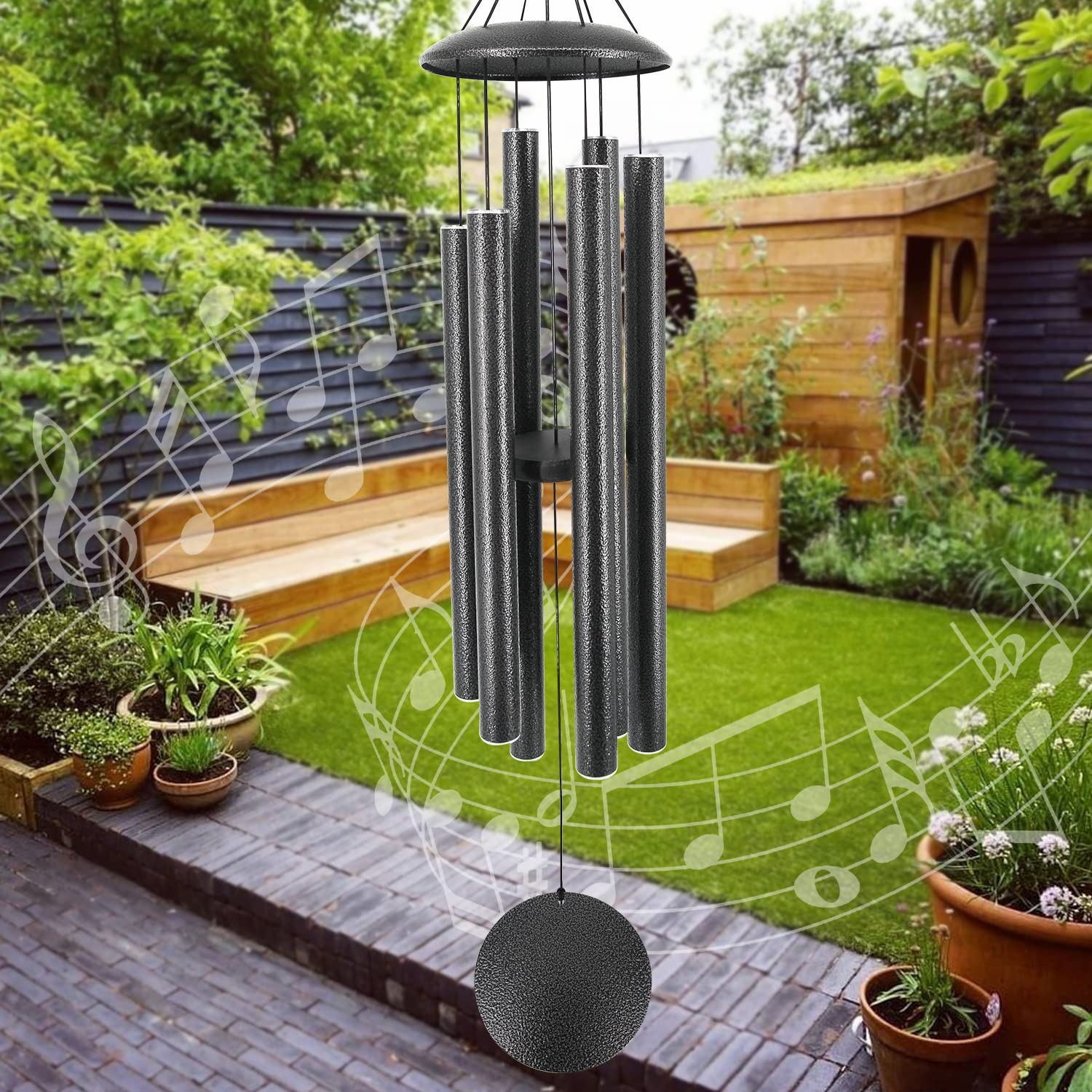 ASTARIN wind chimes in sunlight with shadows