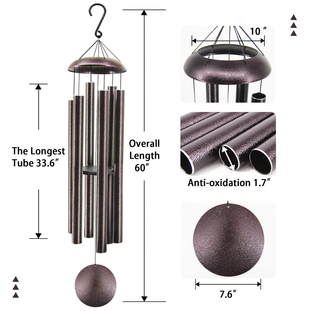ASTARIN wind chimes showing the six aluminum tubes and striker