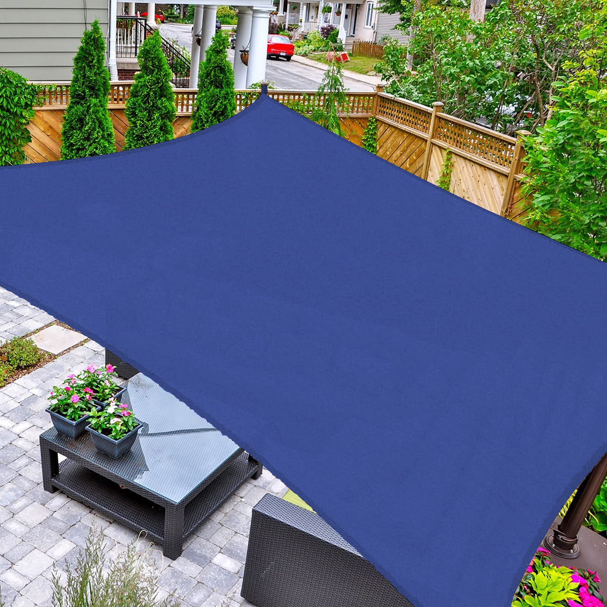 AsterOutdoor Sun Shade Sail Rectangle 16' x 20' blue front view