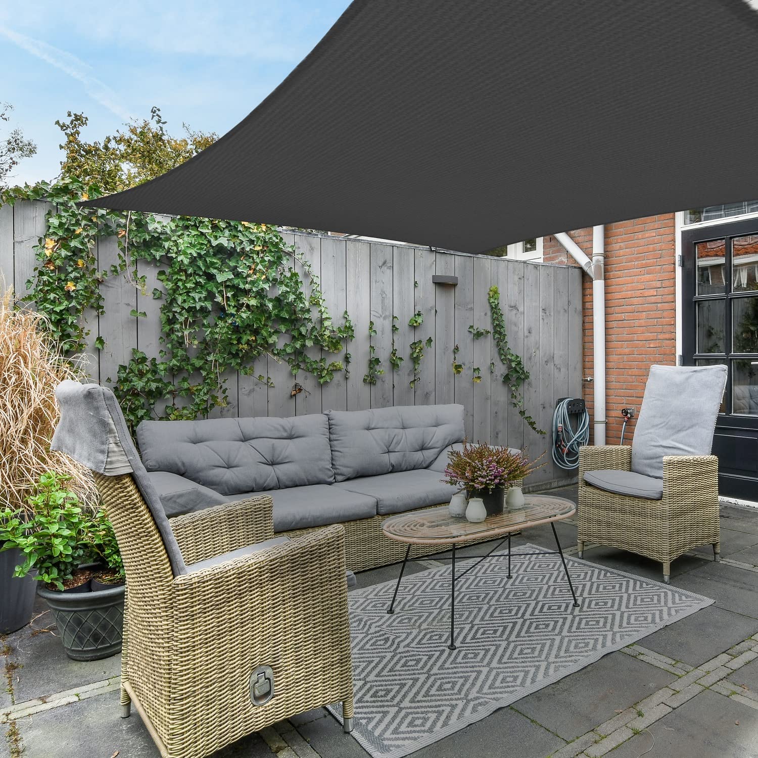 AsterOutdoor Sun Shade Sail Rectangle 6' x 10' Graphite close-up of fabric