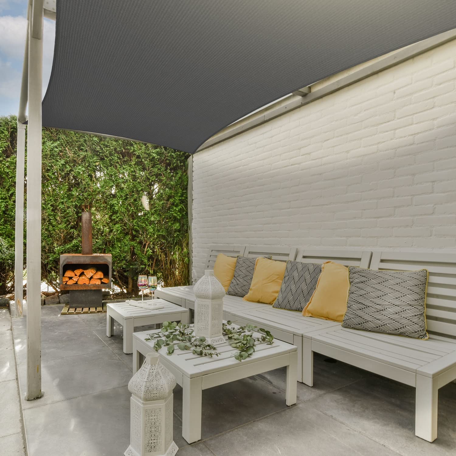 AsterOutdoor Sun Shade Sail Rectangle 6' x 10' Graphite with installation instructions