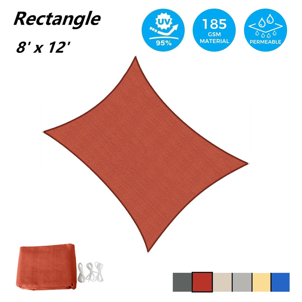 AsterOutdoor Sun Shade Sail Rectangle 8' x 12' attached to patio structure