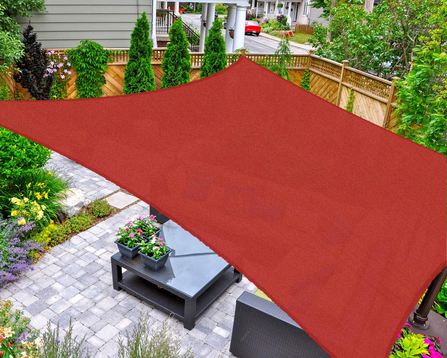 AsterOutdoor Sun Shade Sail Rectangle 8' x 12' Terra front view