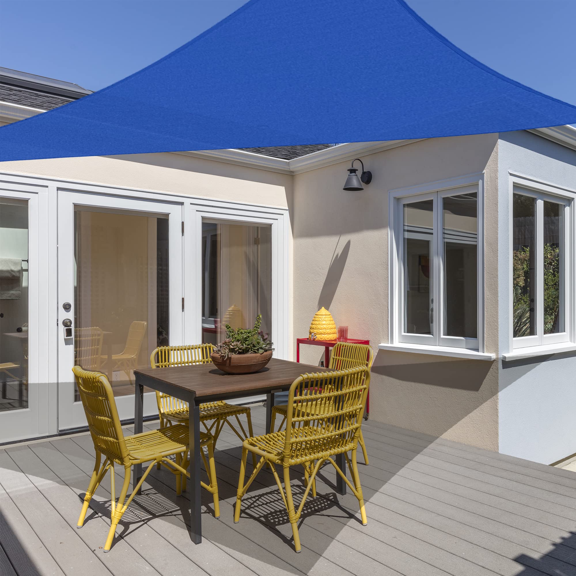 AsterOutdoor Sun Shade Sail Triangle in outdoor garden setting