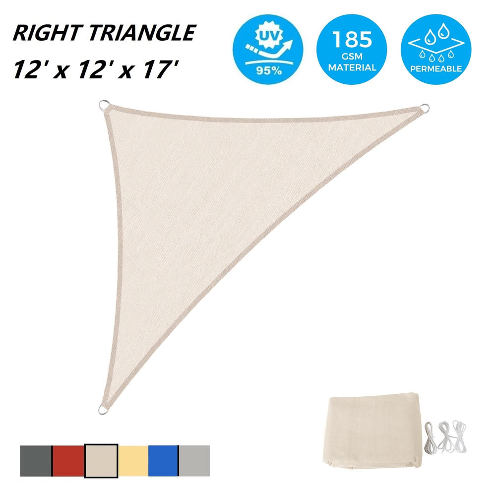 AsterOutdoor Sun Shade Sail with D-rings and ropes for installation