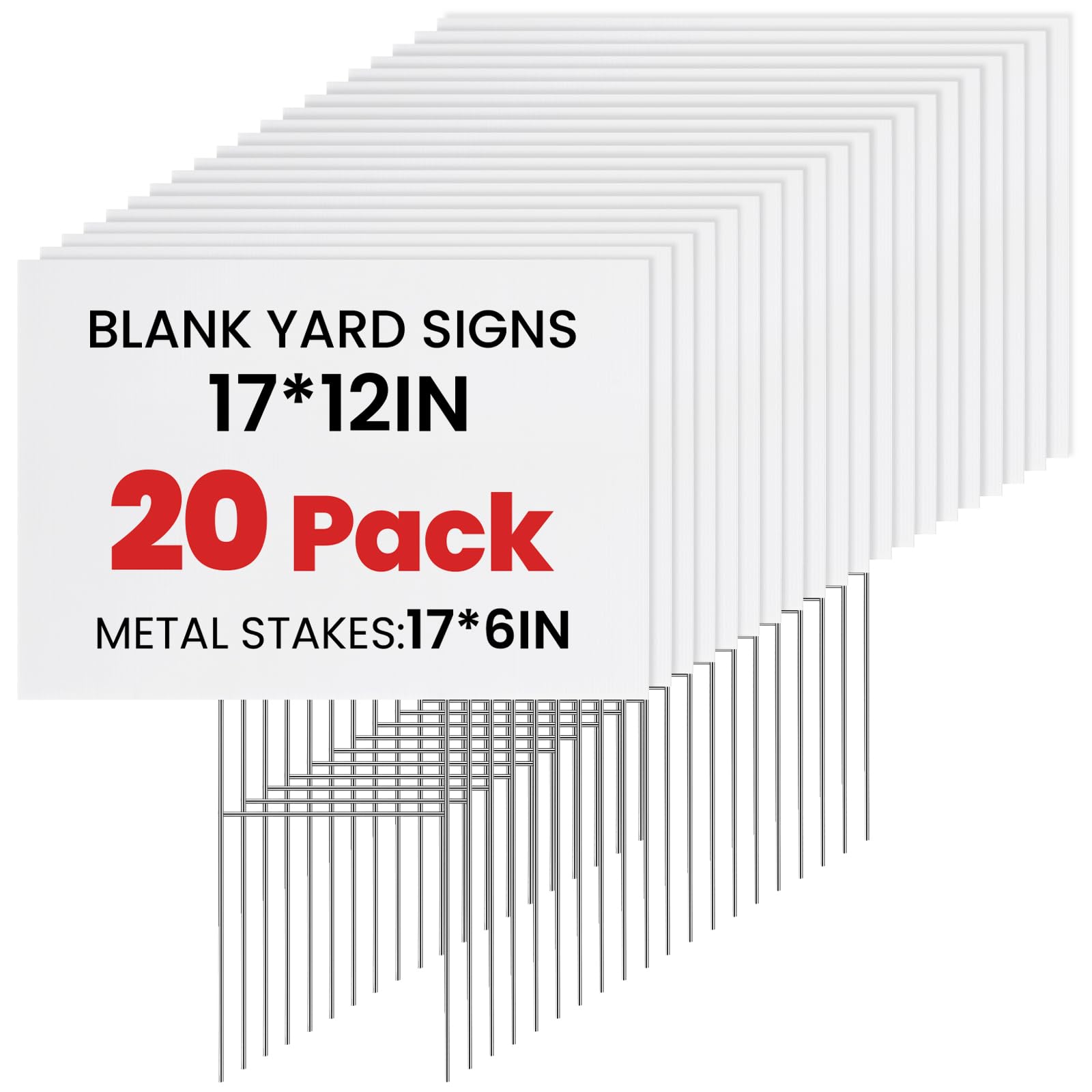 AstrivixDD 20 Pack Yard Signs with metal stakes, white color