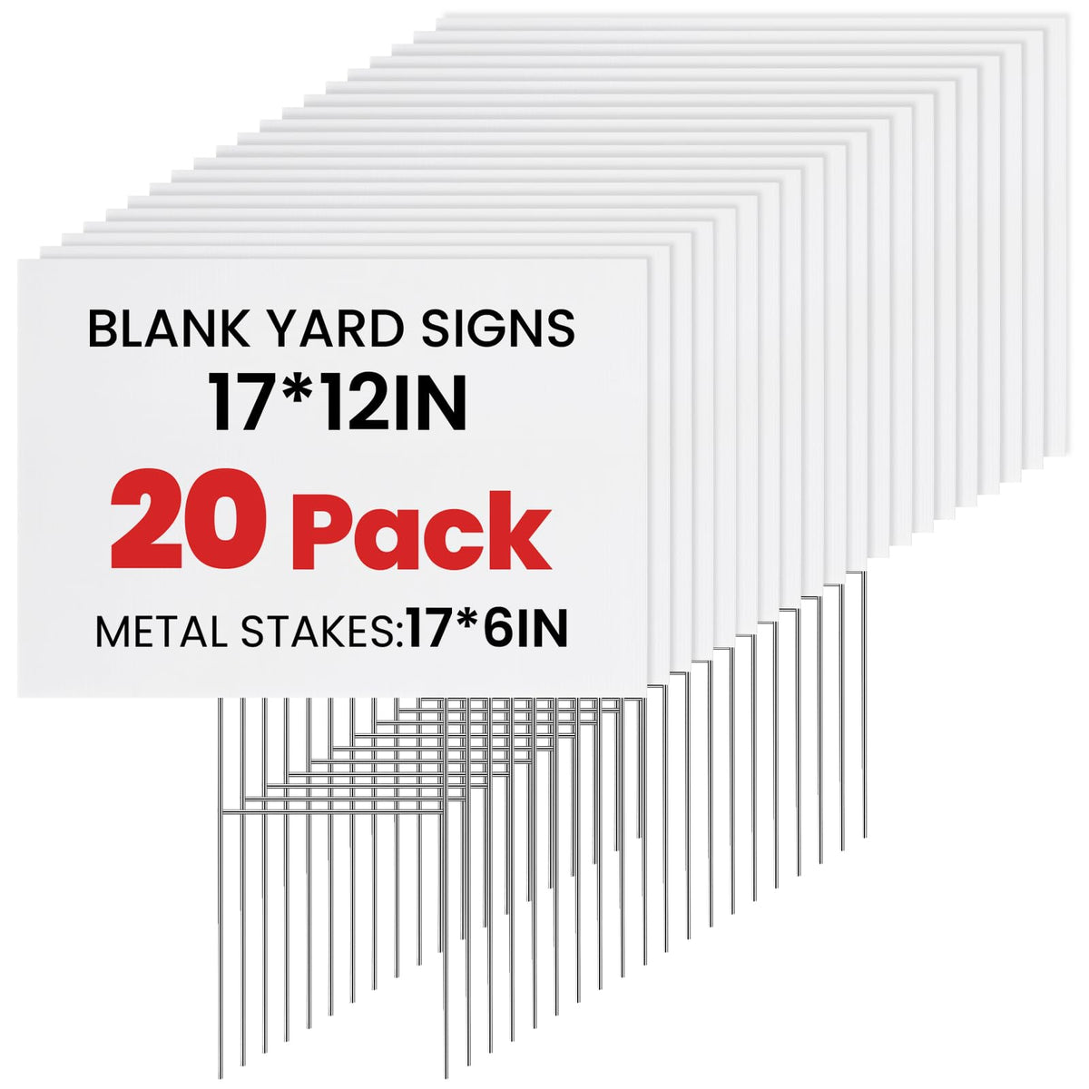 AstrivixDD 20 Pack Yard Signs with metal stakes, white color