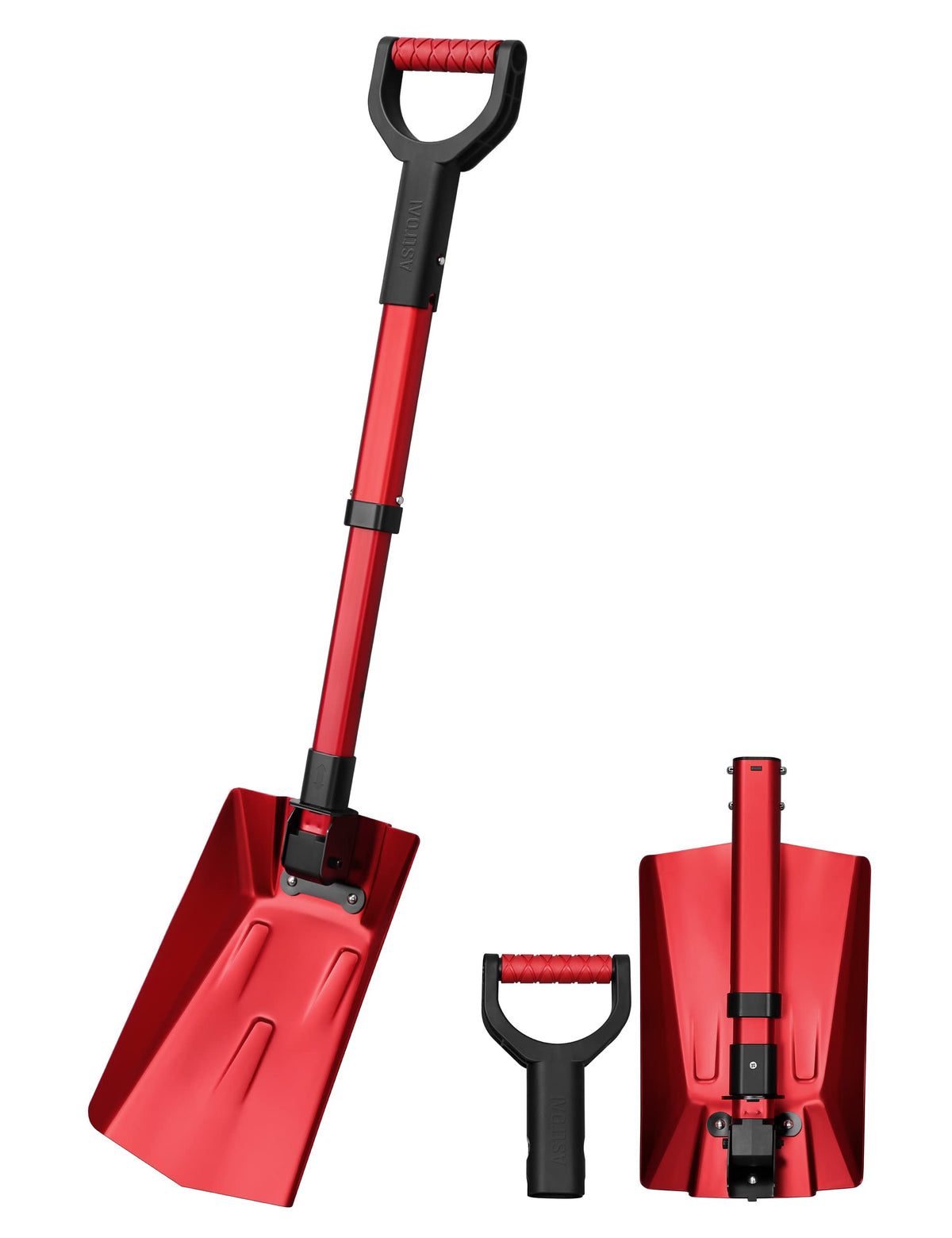 AstroAI 38.4" Folding Snow Shovel with aluminum head and red handle