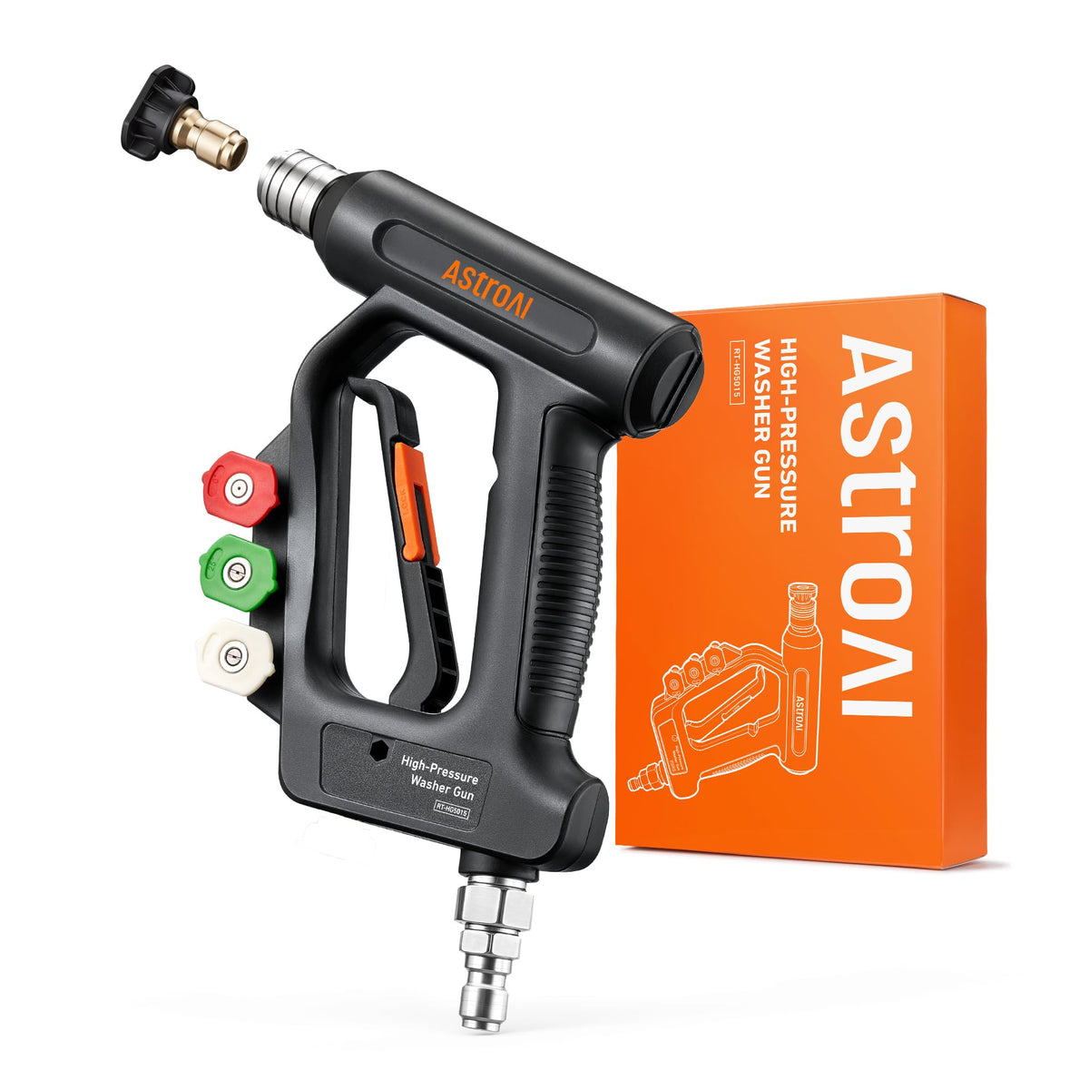 AstroAI Short Pressure Washer Gun front view with swivel connector
