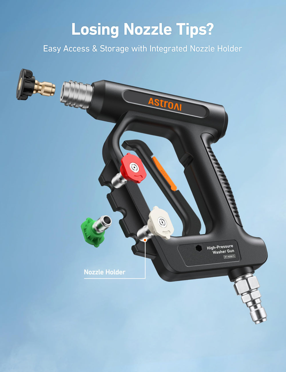 AstroAI Short Pressure Washer Gun with 360° swivel head