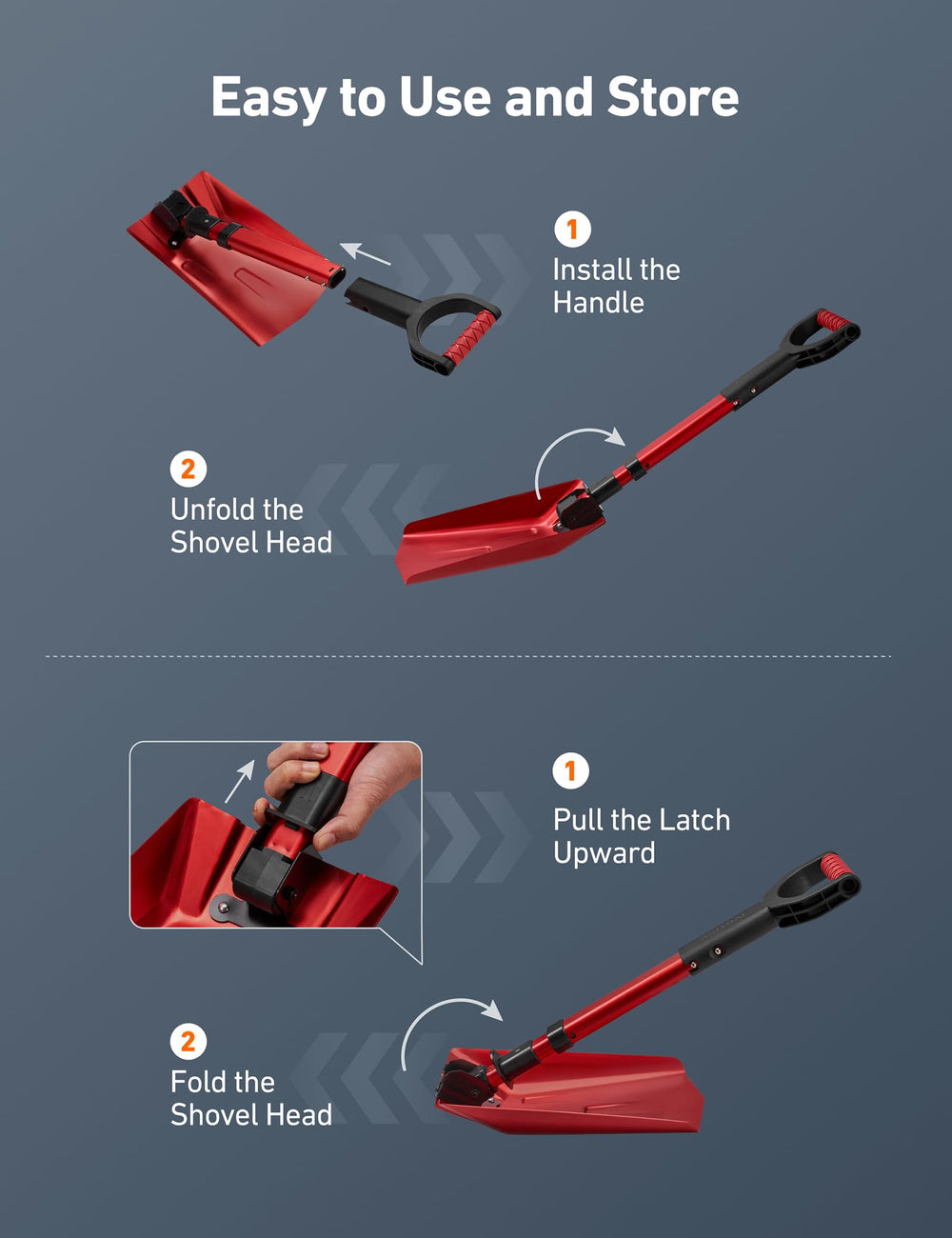 AstroAI snow shovel displayed with outdoor winter gear
