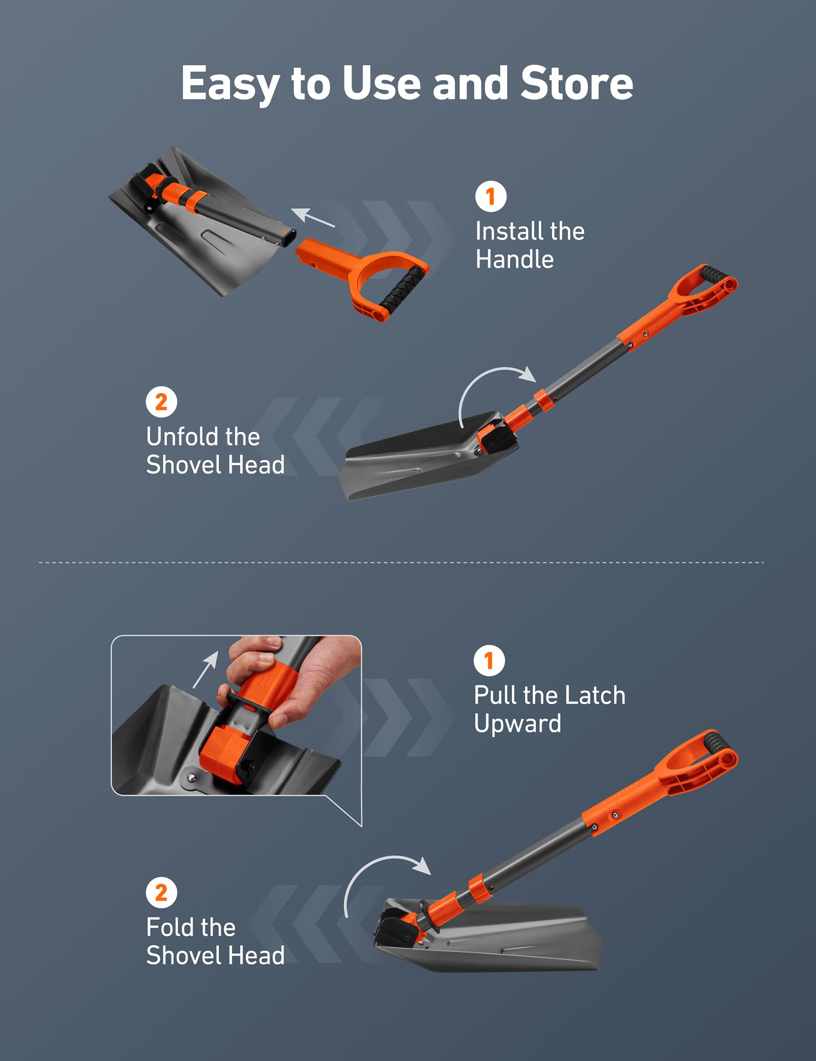 AstroAI snow shovel displayed with winter gear