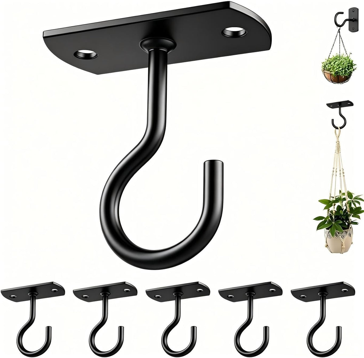 ASZUNE 2.5In ceiling hook black front view