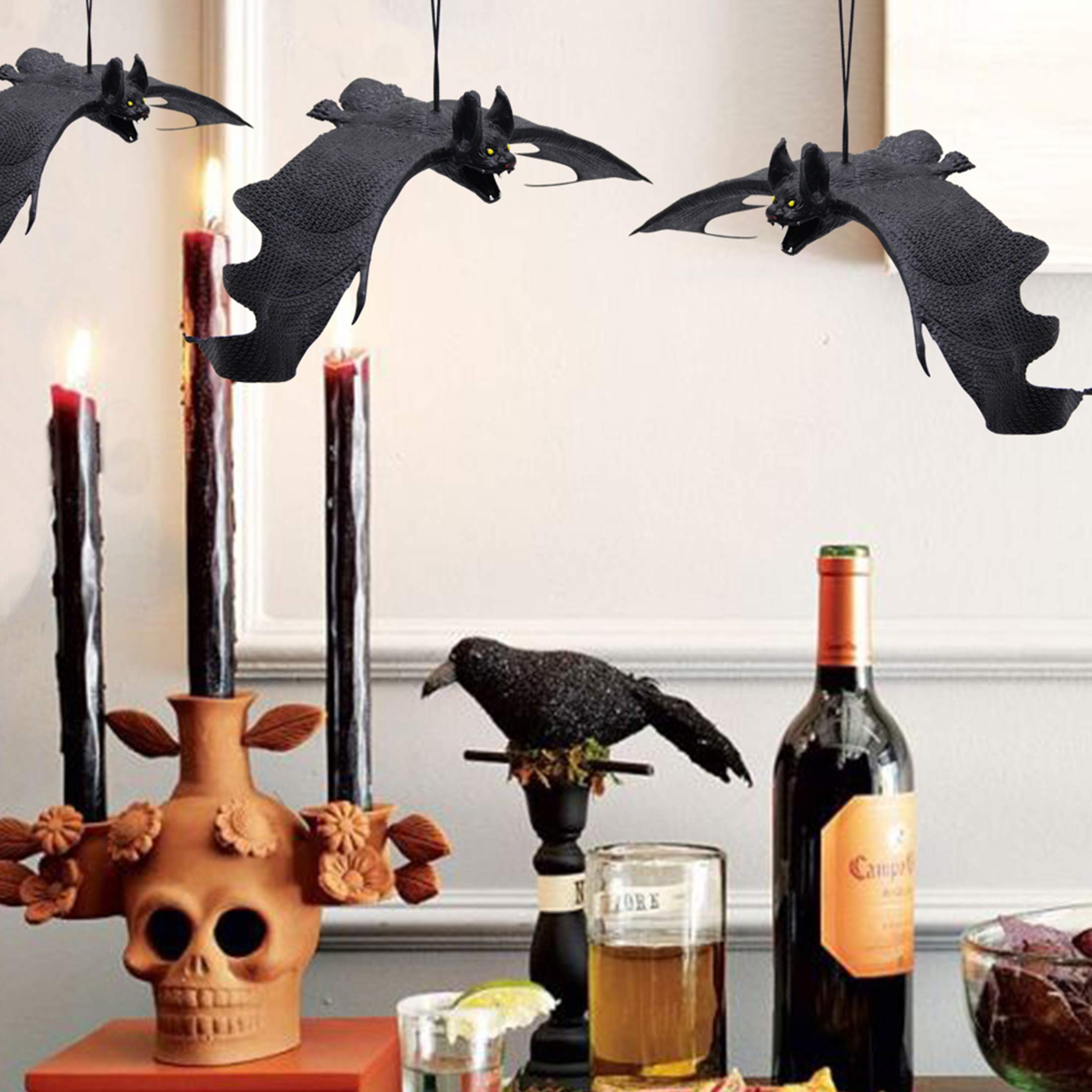 ATDAWN rubber bats displayed indoors for Halloween party