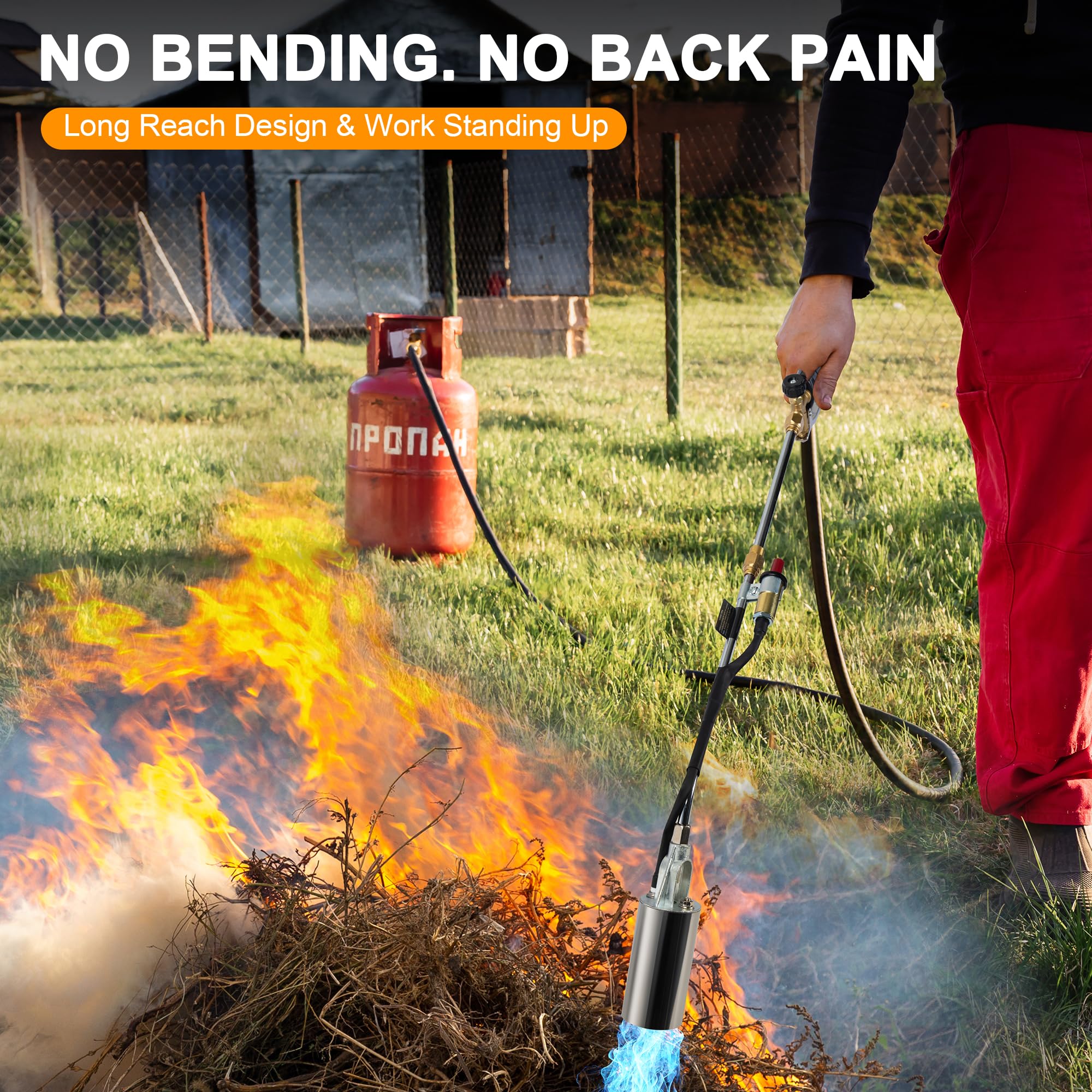 Athnevy propane torch in action, burning weeds