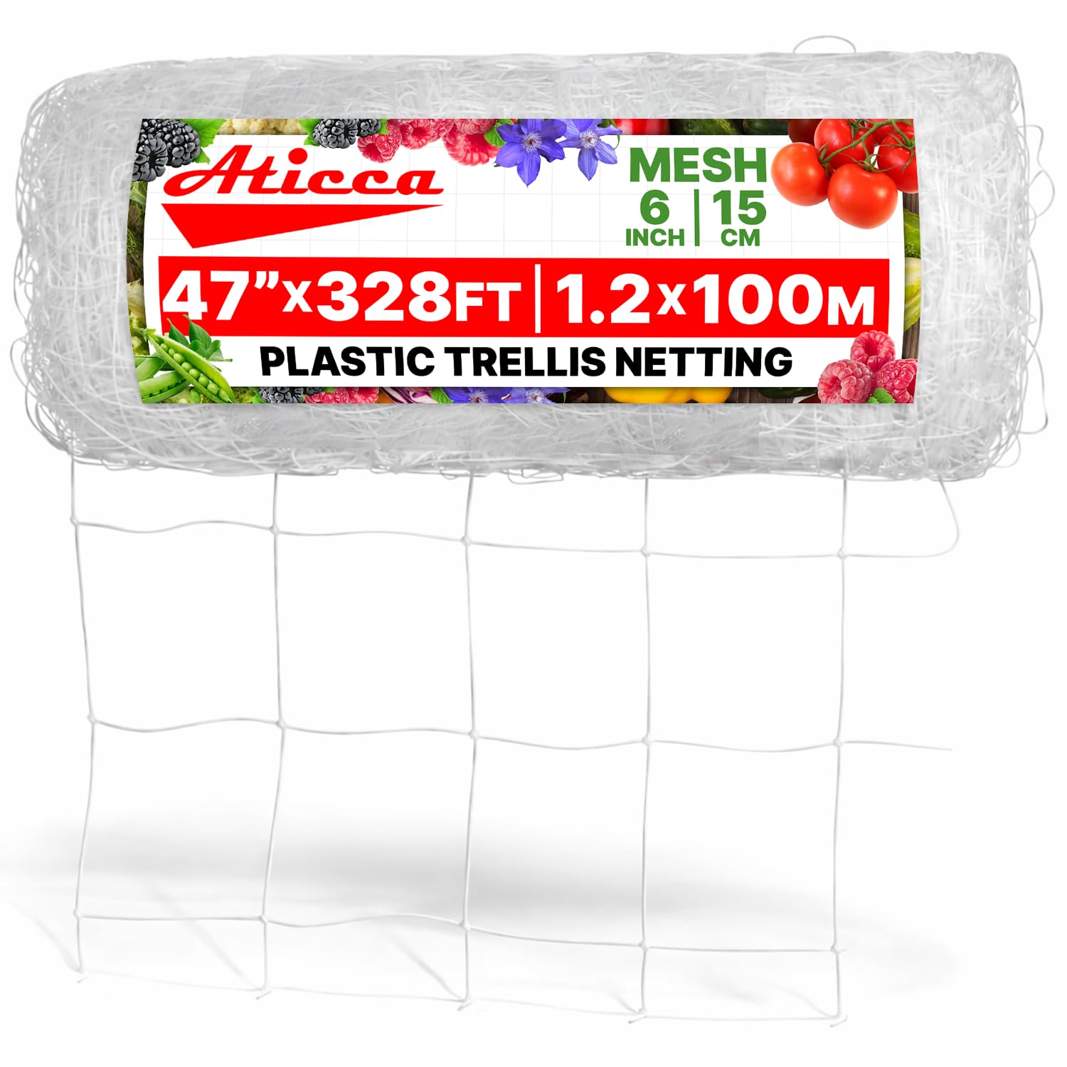 Aticca 47 inch x 328 ft white trellis netting roll front view