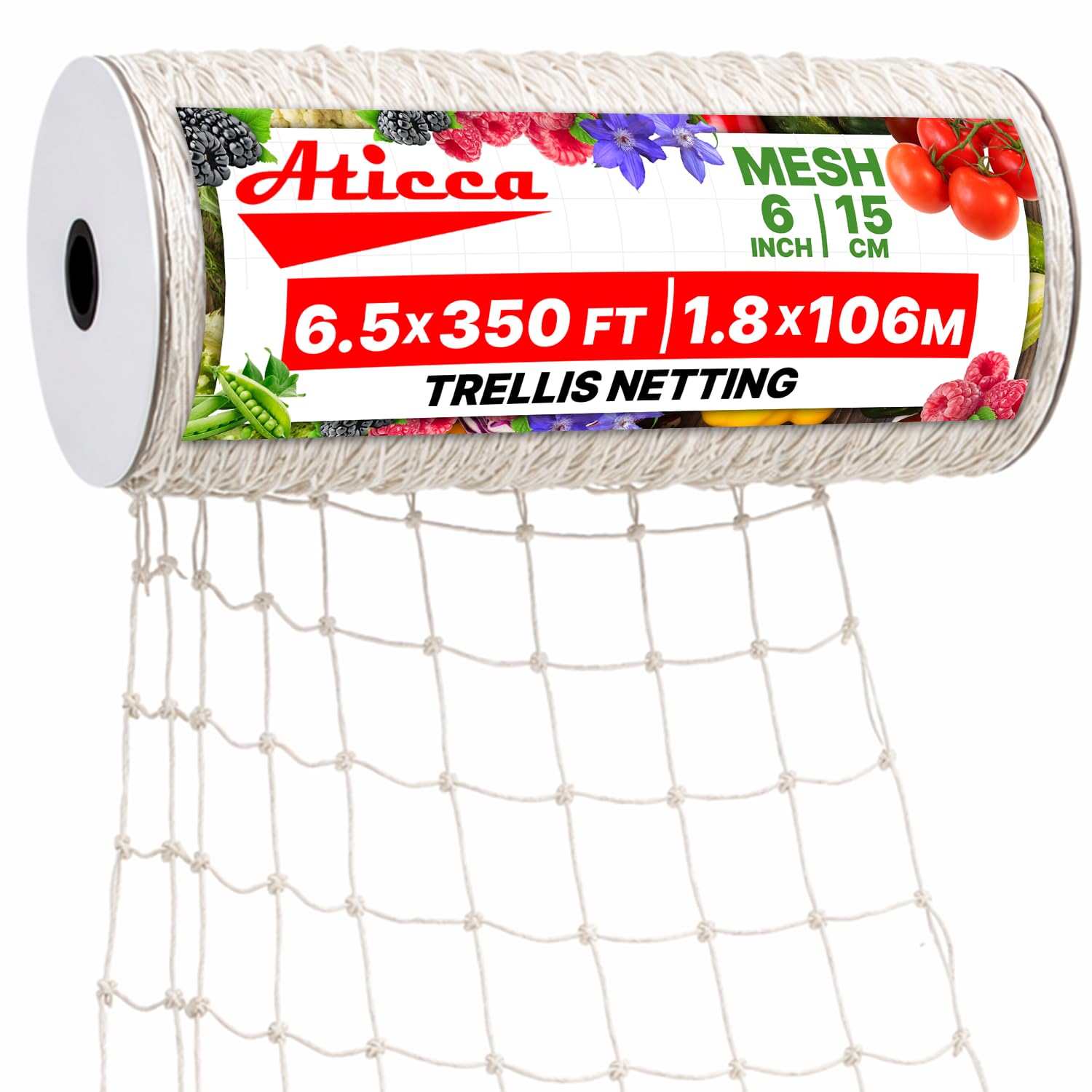 Aticca 6.5x350 ft heavy duty trellis netting front view