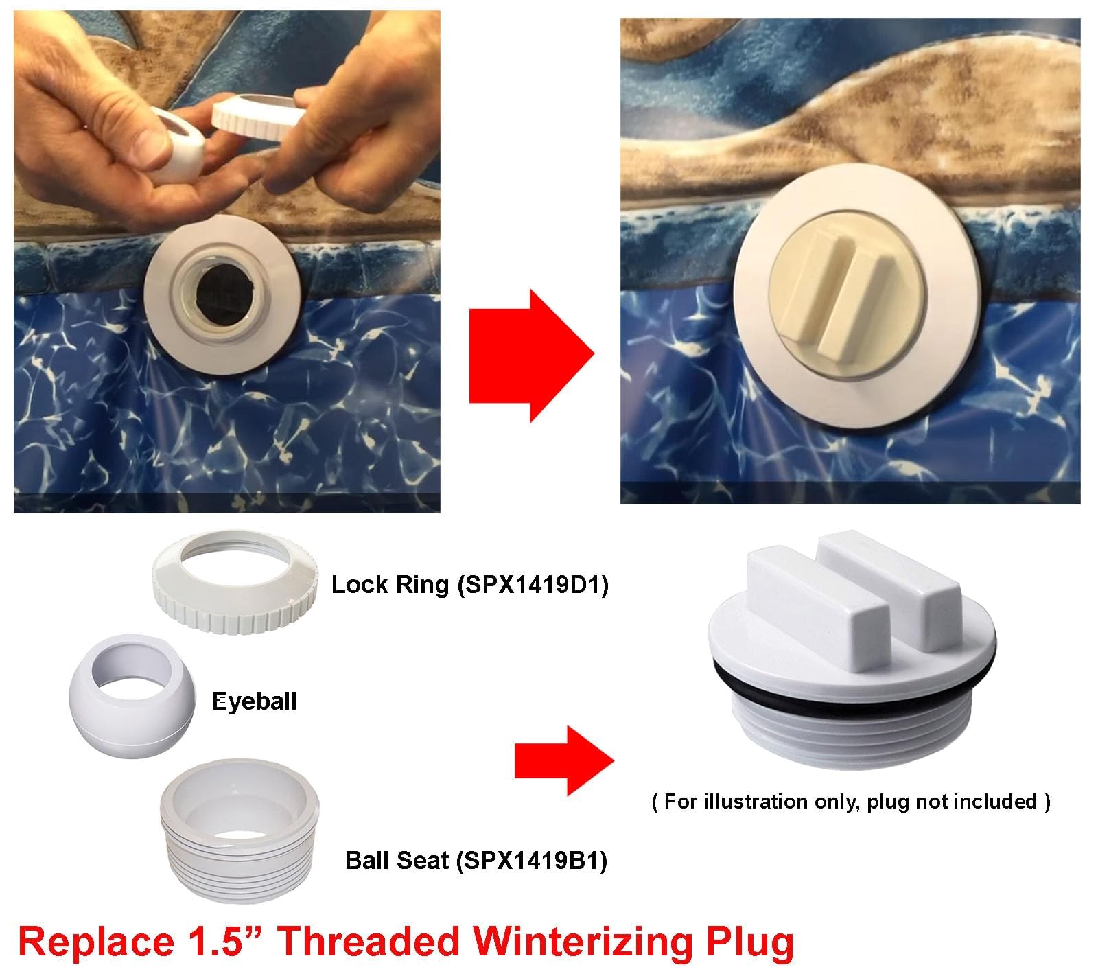 ATIE Hydrostream Return Jet Fitting installation example in pool