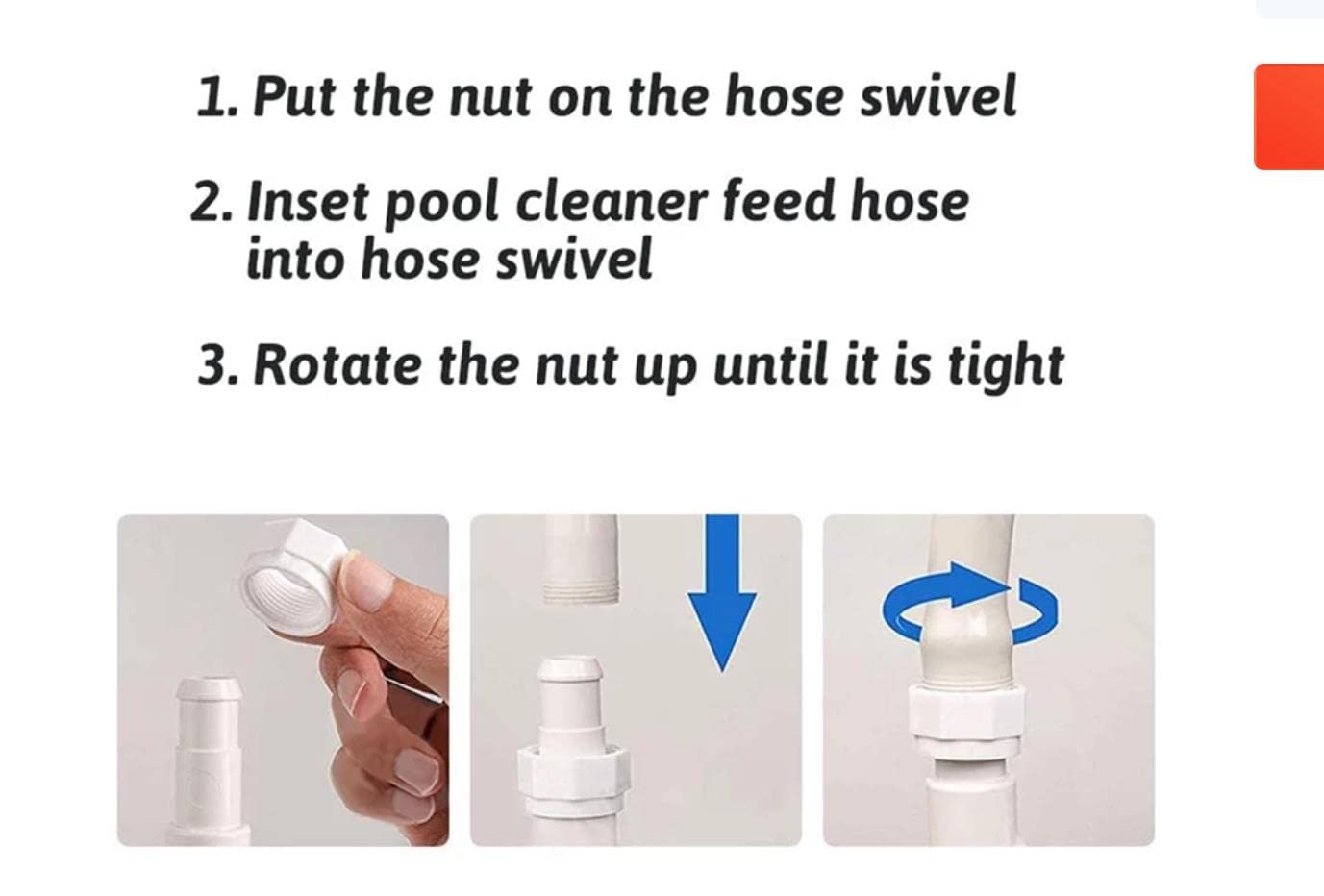 ATIE Pool Cleaner Hose Nut D15 and D20 side view