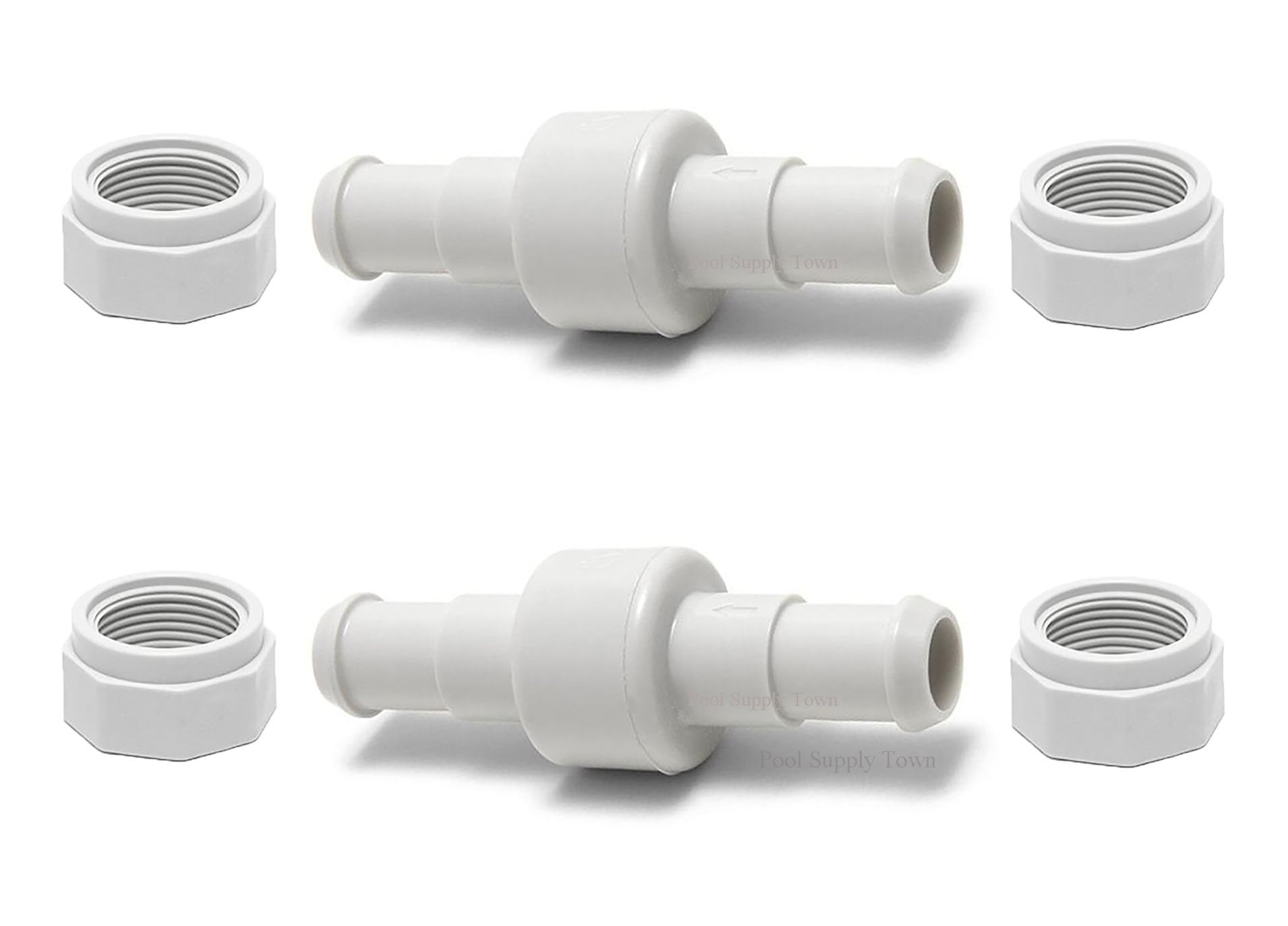 ATIE Pool Cleaner Hose Swivel D20 and Hose Nut D15 Combo Kit front view