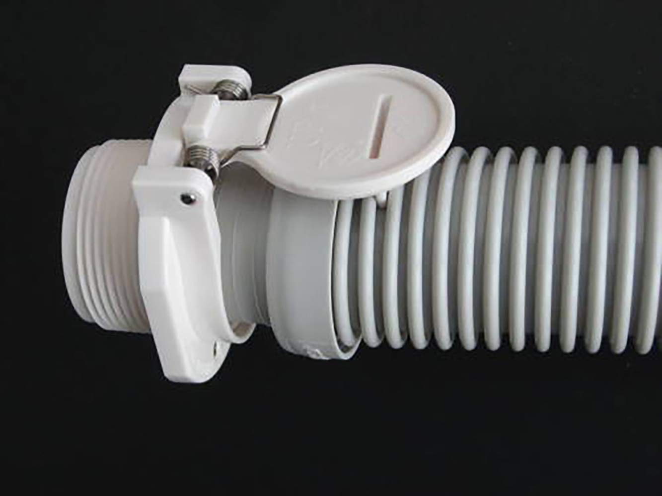 ATIE Vacuum Lock Fitting displayed on a pool deck