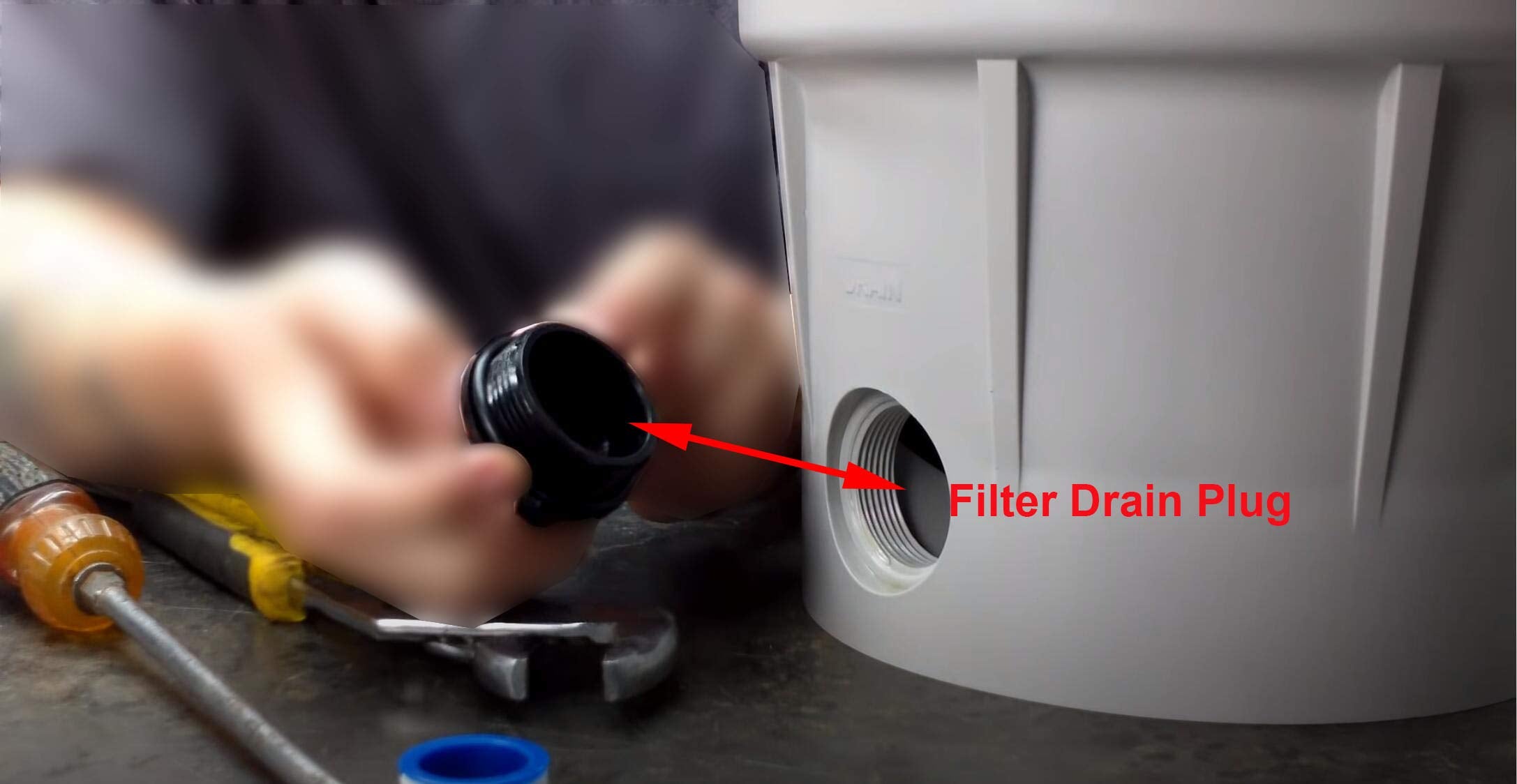 ATIE winterizing plug installed in a pool filter