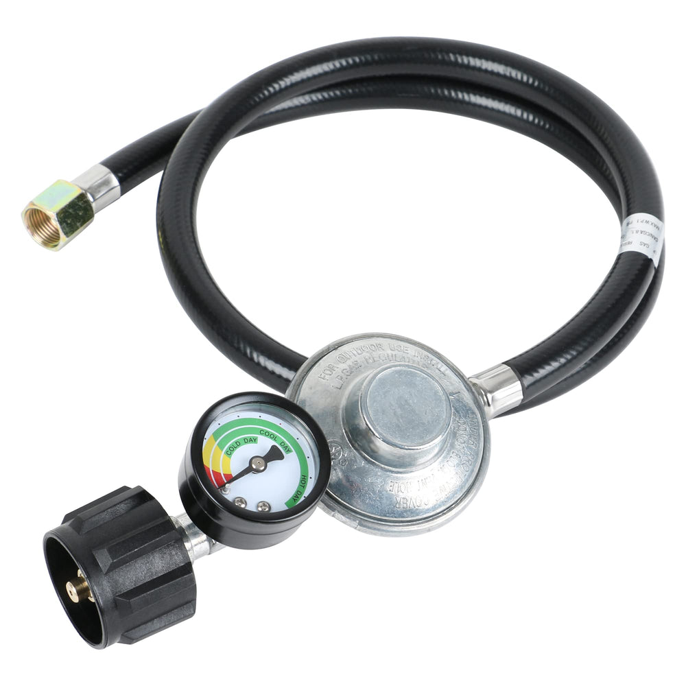 ATKKE 3ft propane hose regulator with gauge front view