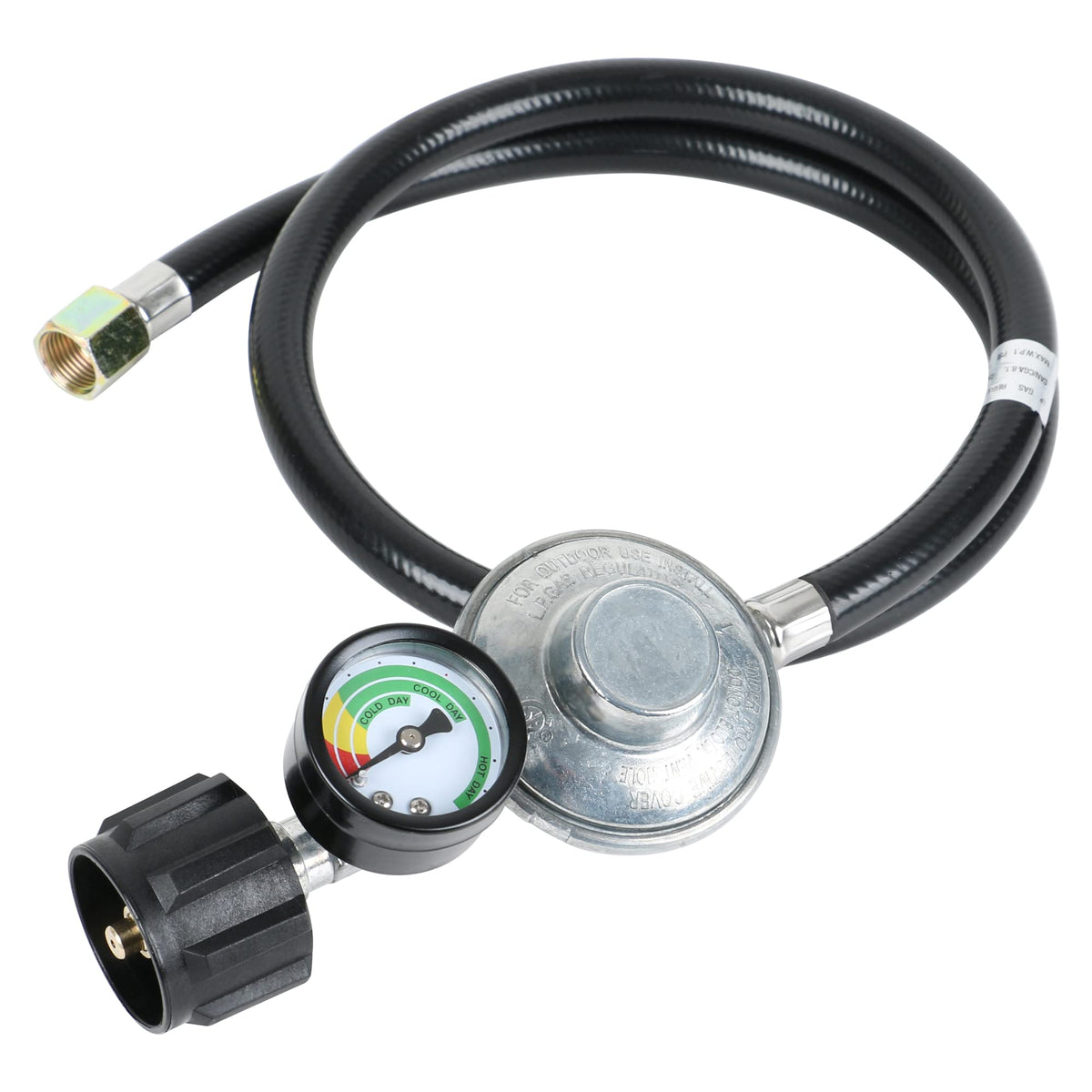 ATKKE 3ft propane hose regulator with gauge front view
