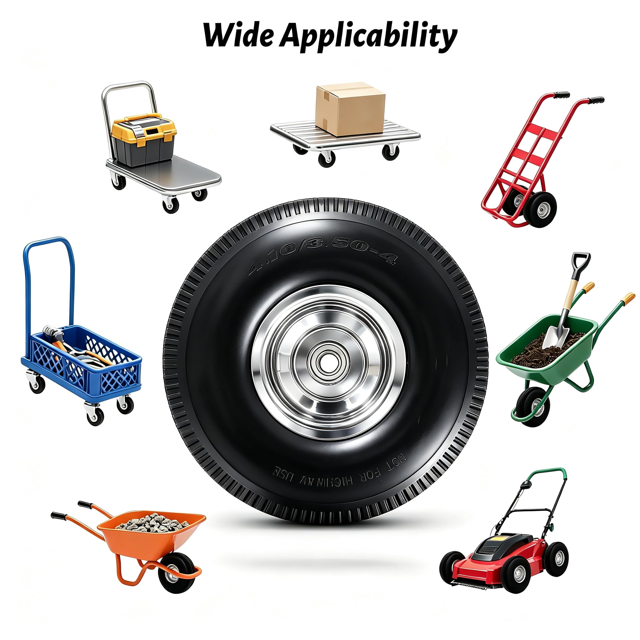 Atlantic 10-Inch PU wheel mounted on a garden cart