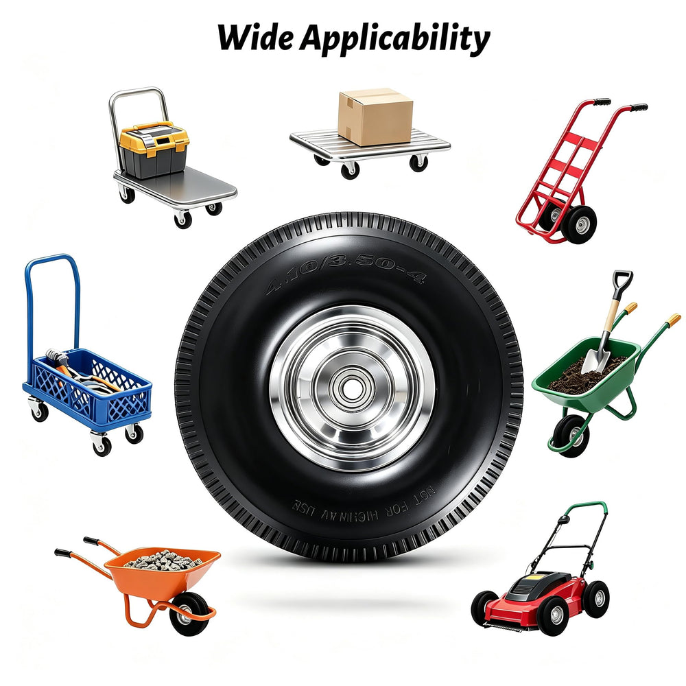 Atlantic 10-Inch PU wheel mounted on a garden cart