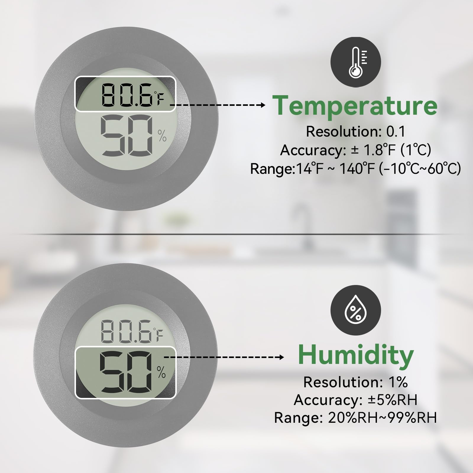 Atogou Mini Hygrometer attached to a wall with double-sided tape