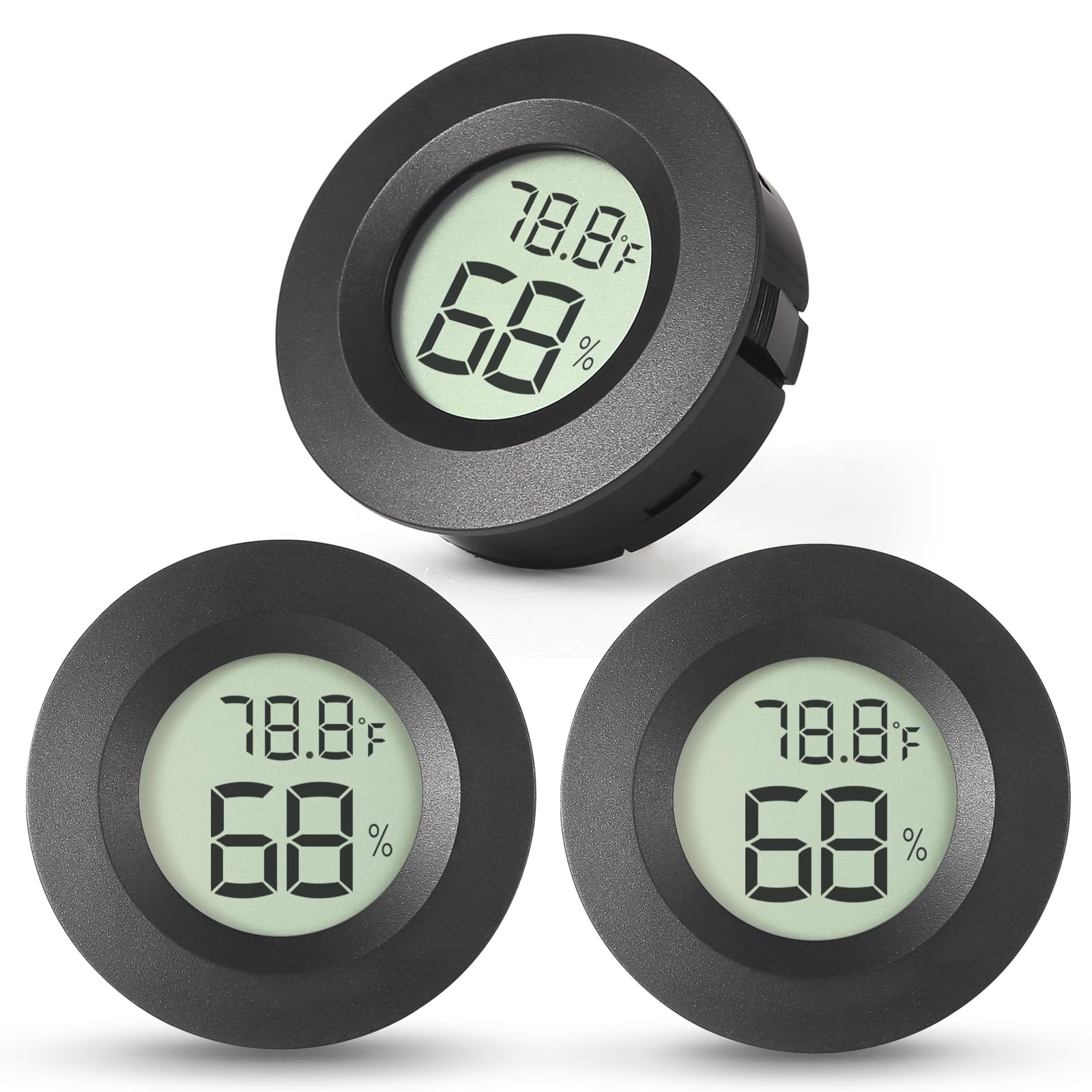 Atogou Mini Hygrometer front view with humidity and temperature display