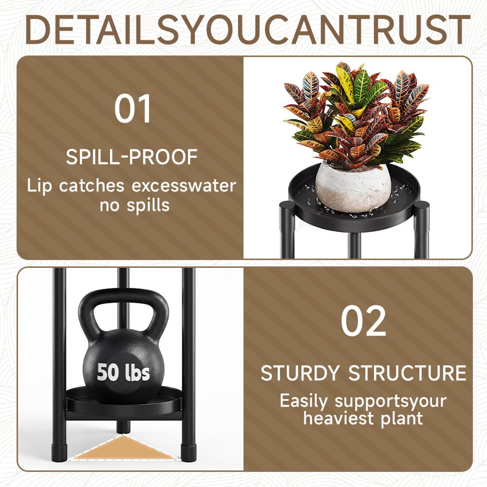 Atpddpey 2 Tier Black Plant Stand close-up of metal finish