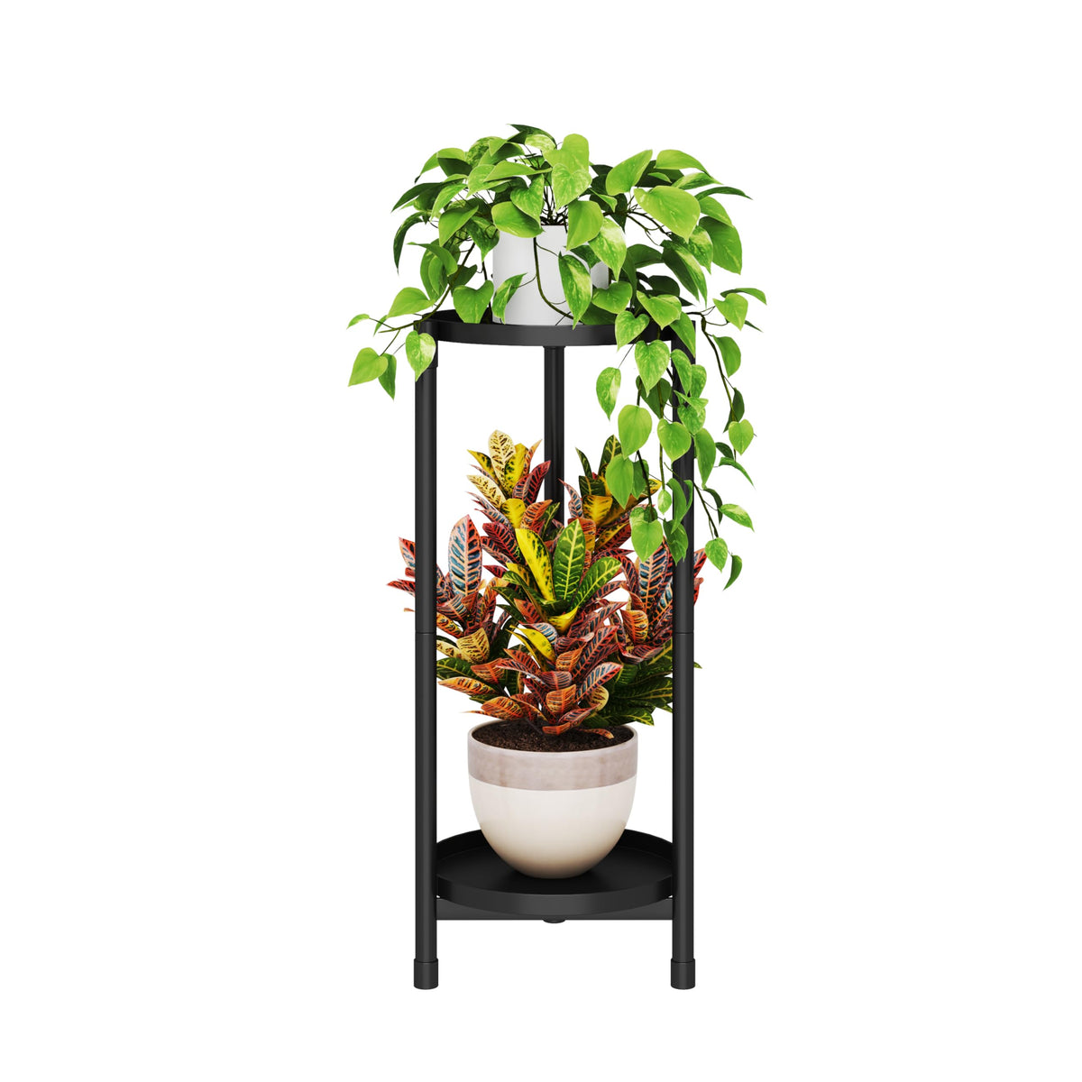 Atpddpey 2 Tier Black Plant Stand front view