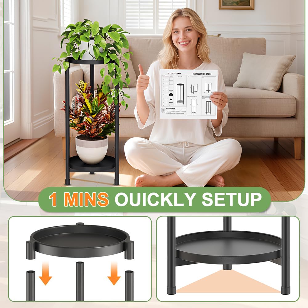 Atpddpey 2 Tier Black Plant Stand side view