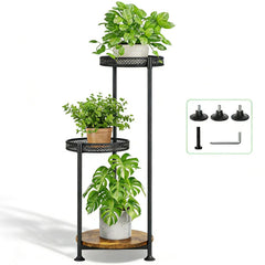 Atpddpey 3 Tier Corner Plant Stand front view with black finish