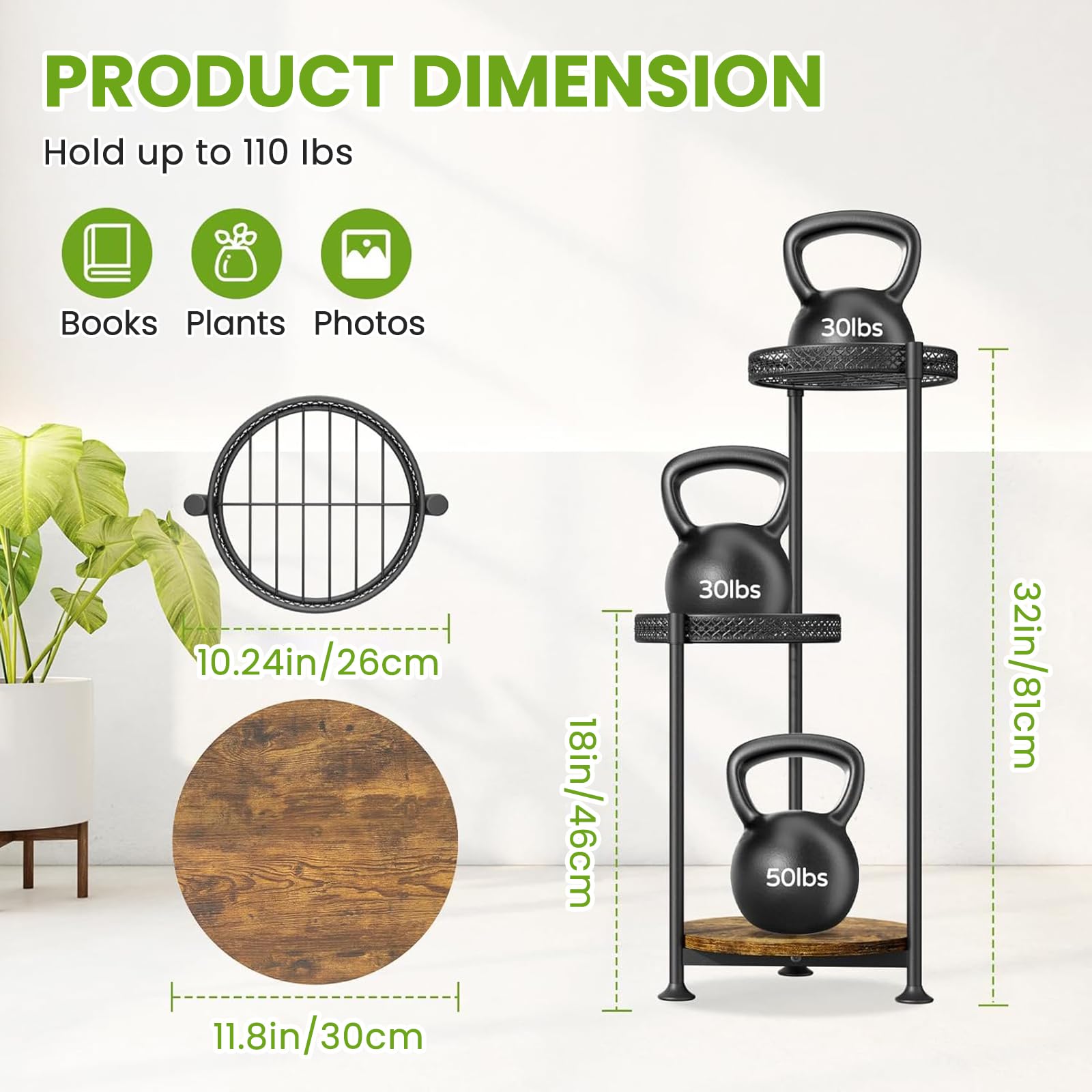 Atpddpey 3 Tier Corner Plant Stand in a living room setup with plants