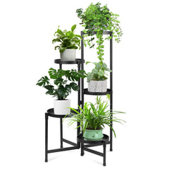 Atpddpey 5 Tier Plant Stand black metal front view